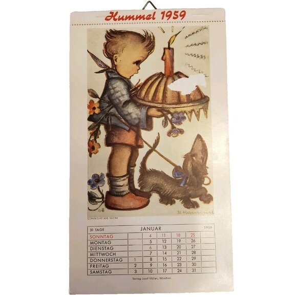 1959 2026 Hummel Calendar Postcard Print Germany Glossy Full Color 12 Month - Picture 1 of 12